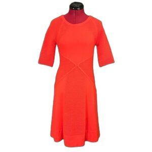 Vince Camuto Knit Dress Women’s Size Petite Small Orange 3/4 Sleeve Fit & Flare